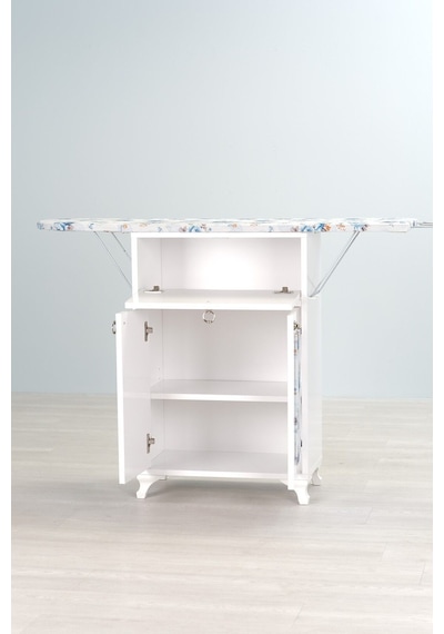 Mistik Home Rose Katlanır Dolaplı Ütü Masası Beyaz Gövde, Mavi Çiçek Desenli Beyaz/mavi