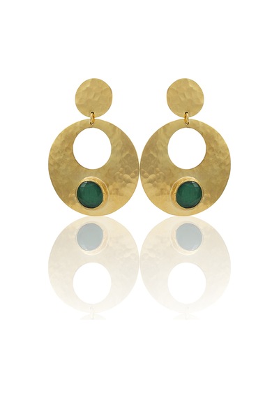 Kadir Jewellery 22 Ayar Altın Kaplama Vintage Küpe -el İşçiliği Ve Hipoalerjenik Küpe Koyu Yeşil 73974372