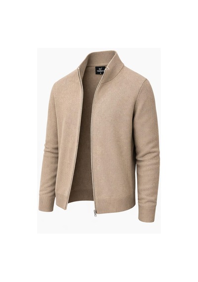 Classics Men Turbulance Slim Fit Erkek Tam Fermuarlı Triko Ceket - 7521 Bej