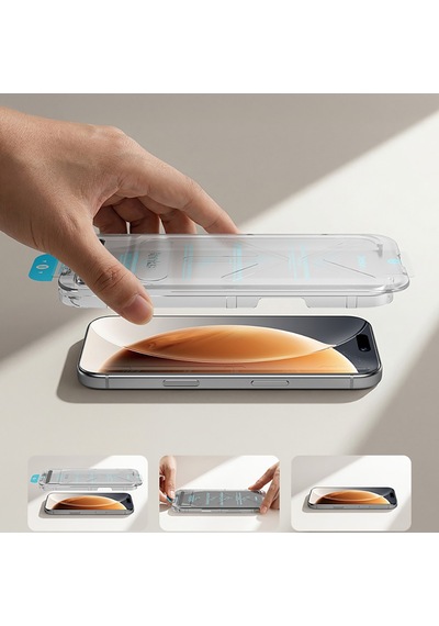 İphone 16 Pro Max Uyumlu Benks Omniwarrior Privacy Cam Ekran Koruyucu Uygulama Aparatlı Siyah