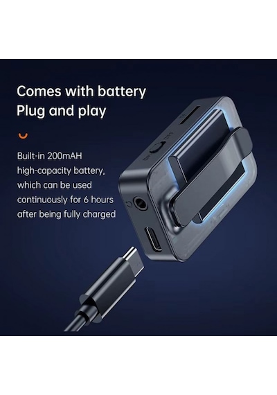 Mikro Hafıza Kart Girişli Bluetooth 5.0 Ses Alıcısı Verici Led Ekranlı Mp3 Çalar