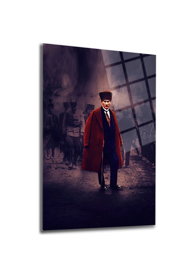 Atatürk Türk Bayrağı Cam Tablo Modern Sanat Tablosu Uv Baskı Canlı Renkler Ev Ve İş Yeri Anlamlı Hediye Seçeneği Kolay Montaj Askılı