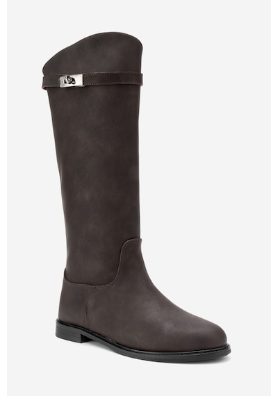 Luvishoes Luvi Shoes Yoko Kahverengi Nubuk Kemerli Kadın Binici Çizme Kahverengi