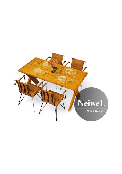 Neiwel Garden Aksa Doğal Ahşap Bahçe Yemek Masası-70-100 Açık Ceviz