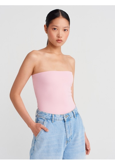Dilvin 21103 Straplez Top-toz Pembe Toz Pembe