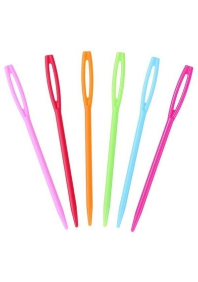 6 Adet Plastik Yün Iğnesi 9cm Çok Renkli
