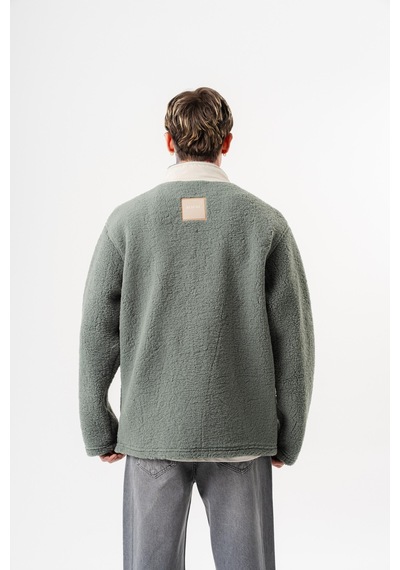 Respire Erkek Zip Oversize Teddy Ceket Yeşil