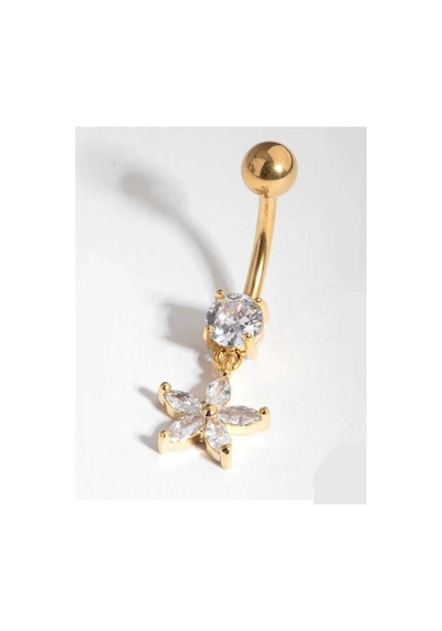 Çiçek Figürlü Çelik Piercing Gold - 665602146 Gold