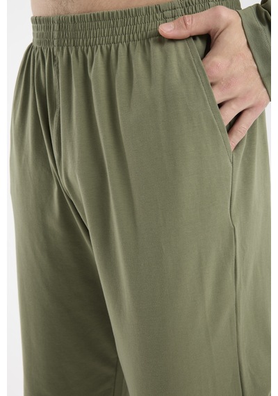Sementa Blok Detaylı Regular Fit Pijama Takım - Haki Haki
