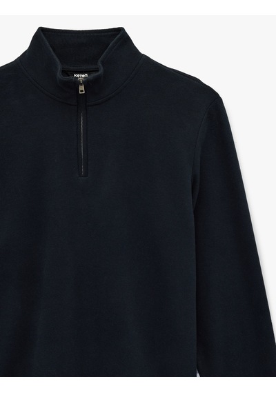 Koton Regular Fit Uzun Kollu Yarım Fermuarlı Sweatshirt Lacivert 6wam70199mk Lacivert