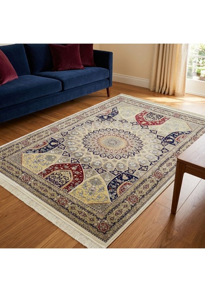 Kubbe Motifli 200 X 300 İpek Halı Çok Renkli