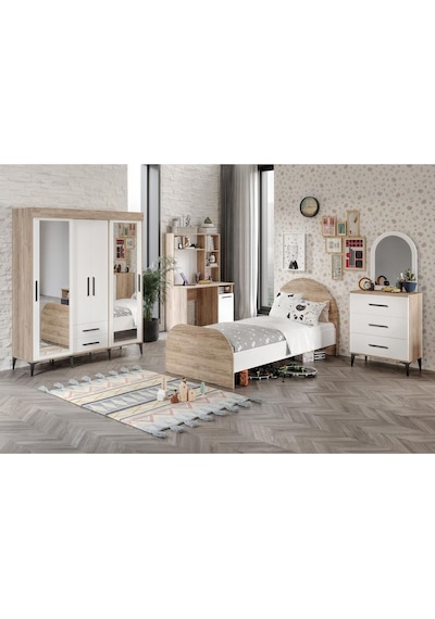 Afilliıldır Çocuk Odası Takımı 4 Parça Tamamı Mdf Flora Beyaz Ayn