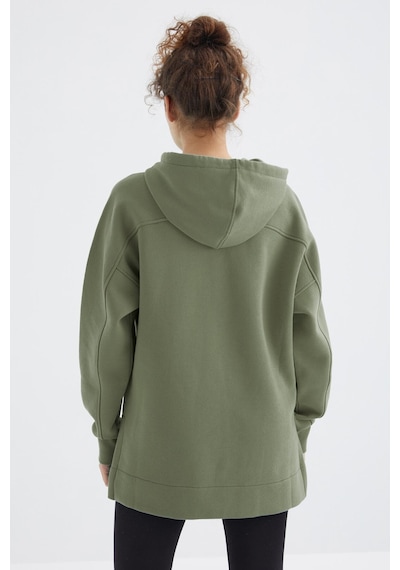Tommy Life Çağla Reglan Kol Basic Kapüşonlu Oversize Sweatshirt Tunik - 97242 Çağla