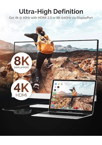 Sabrent Usb Tip C Bağlantı İstasyonu Ds-wspd Tb3 Dual Display Docking Station