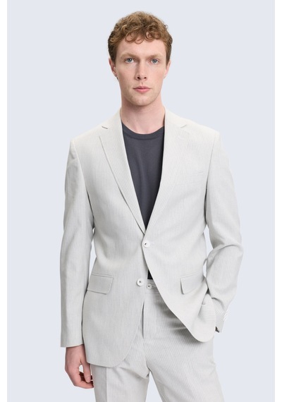 Hatemoğlu Gri Slim Fit Mono Yaka Keten Casual Takım Elbise