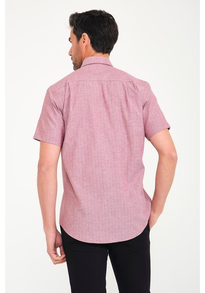 Klasik Kısa Kol Neon Çiçek Armür Hediye Kutulu Erkek Gömlek Fs-001214 - Bordo-1698