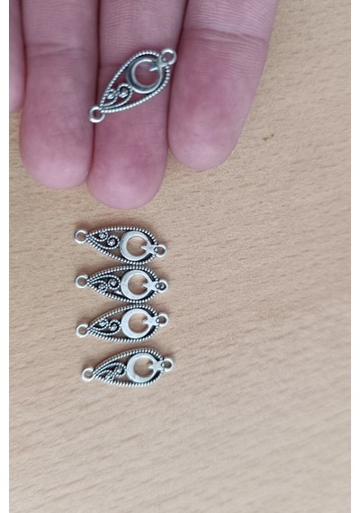 Tesbih Püskül Sallantı Aparatı Türk Bayraklı Metal Ay Yıldız Metal Aparat 10 Adet Gri Gri