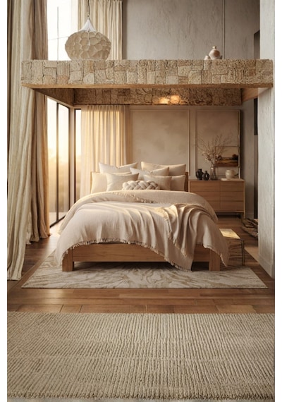 Natura Soft Ekru 4 Kat Müslin Çift Kişilik Yatak Örtüsü 220x230 Cm %100 Pamuk Çok Amaçlı Koltuk Örtüsü Ve Tv Battaniyesi Ekru