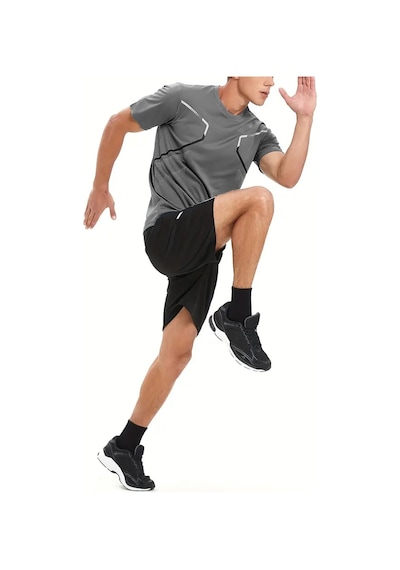 Ghassy Co. Erkek Ultra Esnek Nem Emici Vücut Geometrik Hızlı Kuruyan Hafif Spor T-shirt Füme Ghassy Co. Erkek Ultra Esnek Nem Emici Vücut Geometrik Hızlı Kuruyan Hafif Spor T-shirt Füme
