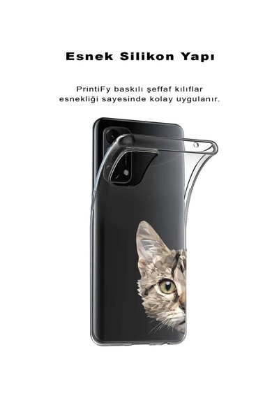 Samsung Galaxy M23 Uyumlu Köşe Korumalı Antişok Kapak Catface Tasarımlı Şeffaf Silikon Kılıf