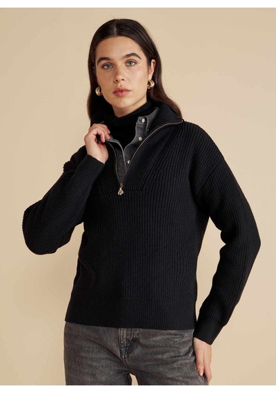 Brooks Brothers Siyah Kadın Bato Oversize Kazak