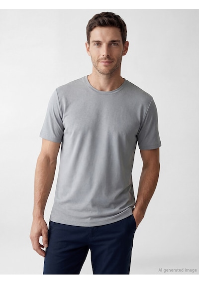 Lcwaıkıkı Classic Gri %100 Pamuk Regular Fit Basic Tişört