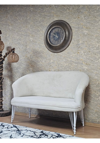 Zafir İkili Teddy Beyaz Boyalı Telli Ayak Çay Seti Koltuk İkili Berjer , Balkon, Salon, Ofis Krem