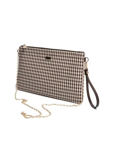 Silver Polo Sp1034 Kadın Portföy & Clutch Ekose Line Kare Kahve Sarı-kahve