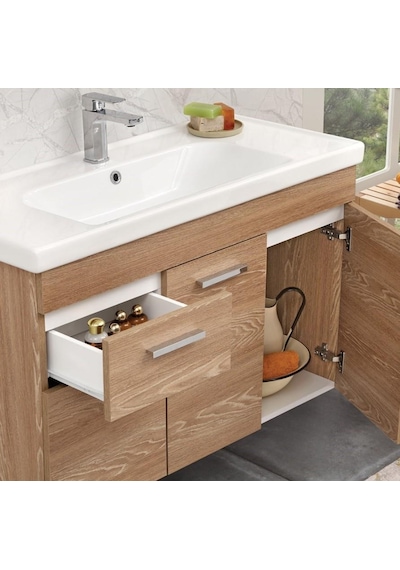 Orka Enez 100 Cm Mdf Livana Banyo Dolabı Alt Modül Ve Lavabo Çok Renkli