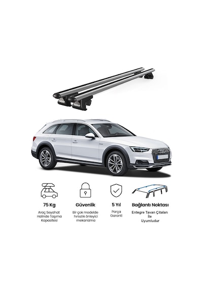 Venüs Audi A4 Allroad 2016-2024 Uyumlu Gri Ara Atkı Port Bagaj Tavan Barı