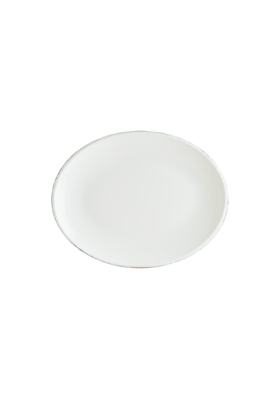 Retro Ash Moove 12 Adet 25 Cm Gri Kenar Çizgili Porselen Oval Tab
