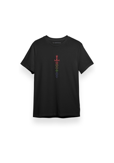Dungeons And Dragons Rainbow Dice Sword Siyah Kısa Kol Erkek Tshirt 001