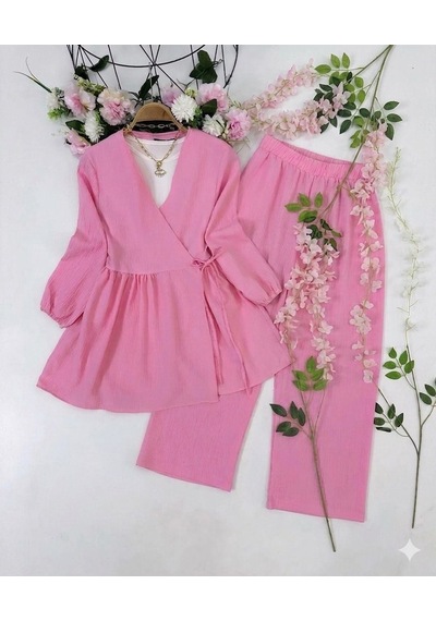 Lovie Moda Kadın Trend Viskon İkili Takım - Pembe