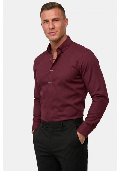Deep Sea Deepsea Bordo Slim Fit Likralı Kolay Ütülenebilir Gizli Düğmeli Erkek Gömlek 2602614 Deep Sea Deepsea Bordo Slim Fit Likralı Kolay Ütülenebilir Gizli Düğmeli Erkek Gömlek 2602614