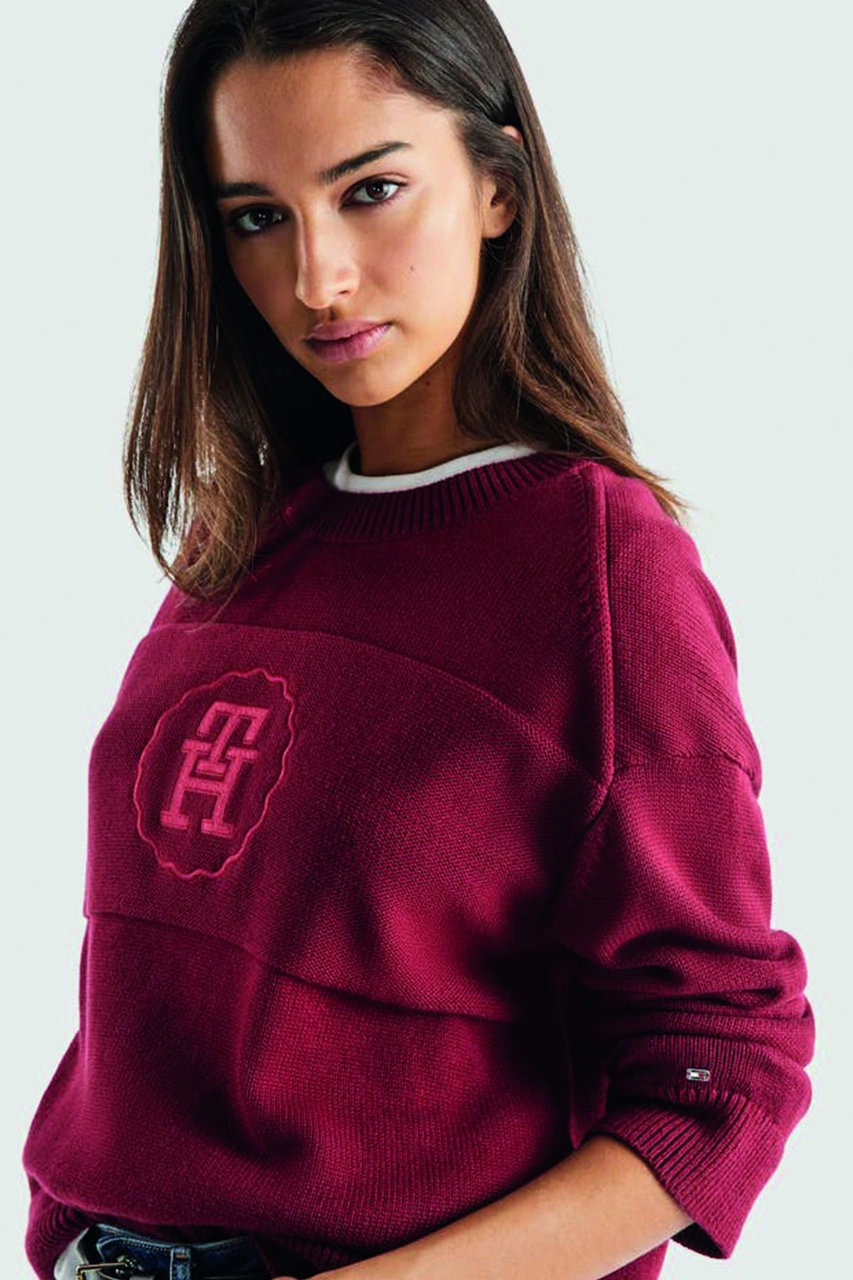 Tommy Hilfiger Bisiklet Yaka Triko Kazak Kırmızı