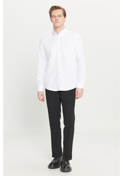 Altınyıldız Classıcs Erkek Beyaz Pamuklu Tailored Slim Fit Dar Kesim Düğmeli Yaka Armürlü Gömlek Altınyıldız Classıcs Erkek Beyaz Pamuklu Tailored Slim Fit Dar Kesim Düğmeli Yaka Armürlü Gömlek
