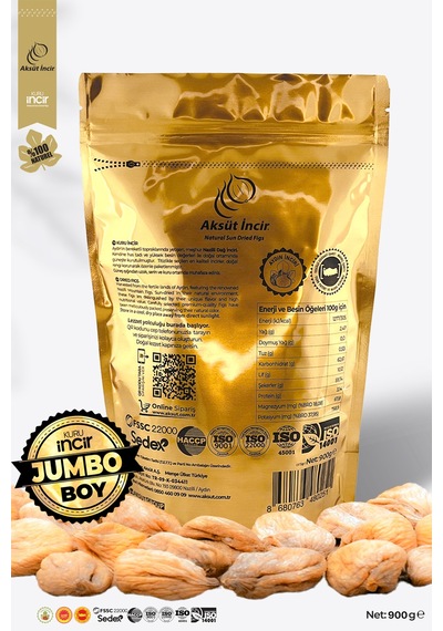 Jumbo Boy 900g Gold Doypack Kuru İncir Aydın İnciri Ab Coğrafi İşaretli 900 G