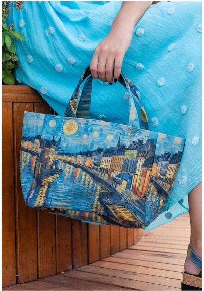 Dogo Kadın Vegan Çok Renkli Medium Tote Bag - Sea Sparkles Tasarım Çok Renkli