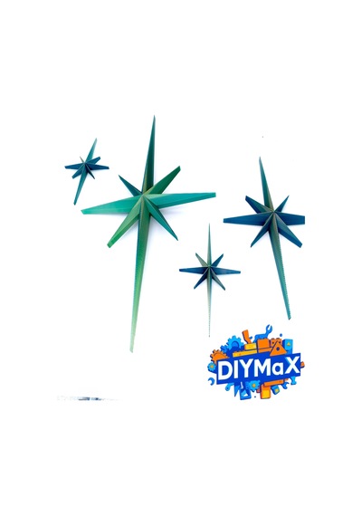 Yıldız Duvar Dekoru 4'lü Set Mid-century Modern Starburst Dekoratif Duvar Süsü - Sari Sarı