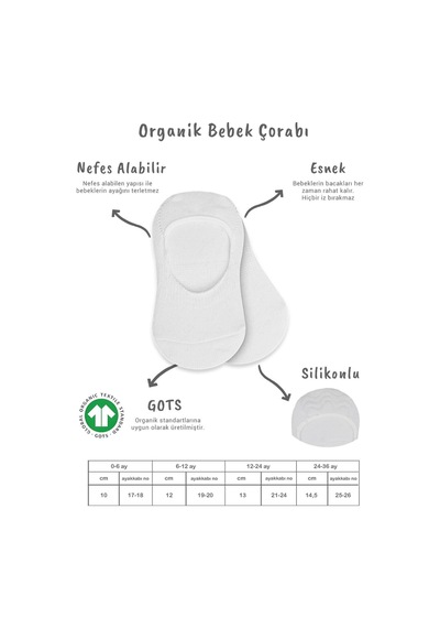 Bistyle 2'li Penye Babet Silikonlu Basic Çorap 30104 Gri Beyaz Beyaz - Gri
