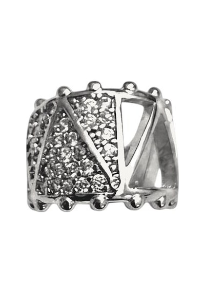 Earcuff Sıkıştırmalı Çelik Kıkırdak Küpe Üçgen Desenli Zirkon Taşlı Gümüş Renk