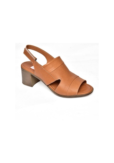 Fox Shoes P555452303 Taba Hakiki Deri Kalın Topuklu Kadın Sandalet Taba