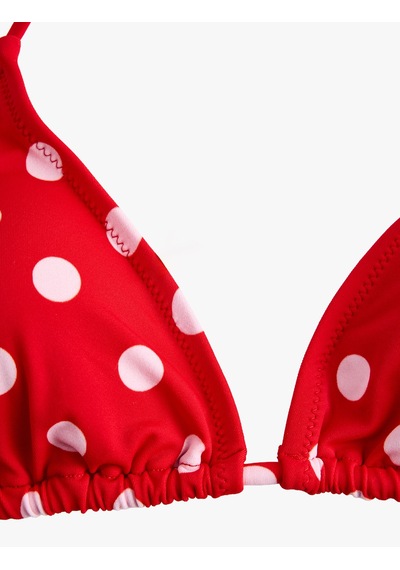 Koton Koton X Sibil Çetinkaya - Boyundan Bağlamalı Puantiyeli Üçgen Bikini Üstü Kırmızı Desenli 6sak10246mm