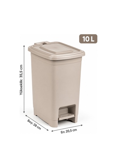 Porsima 1136 10 Lt İç Kovalı Pedallı Çöp Kovası - Slim Mutfak Ve Banyo Çöp Kovası Cafe Latte Açık Kahverengi