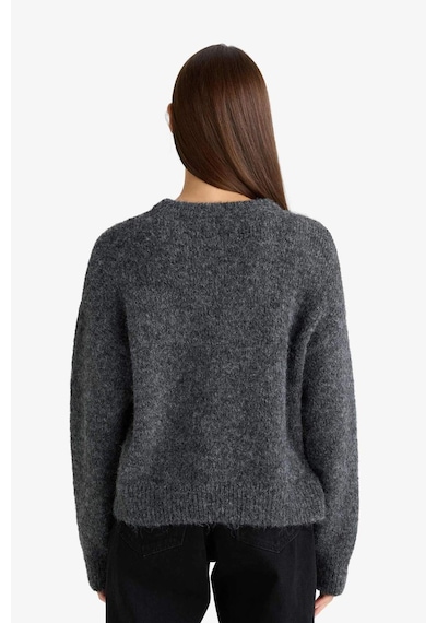 Defacto Yün Karışımlı Bisiklet Yaka Oversize Fit Triko Kazak F3254ax25wnar61 Antrasit-ar61