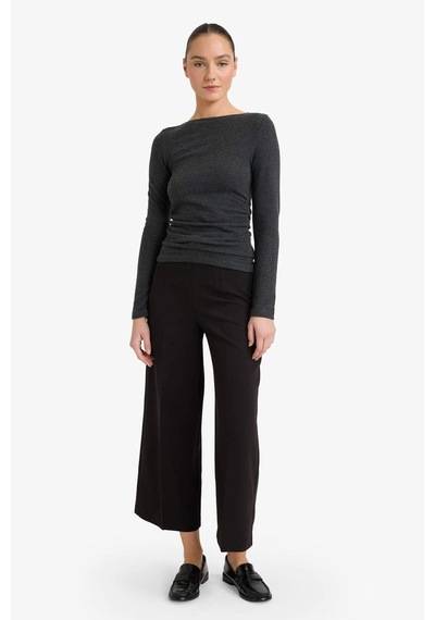 Defacto Slim Fit Dar Kesim Yarım Balıkçı Yaka Uzun Kollu Tişört G7809ax25wnar211 Antrasit-ar211