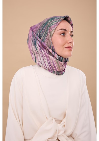 Silk Home Twill İpek Eşarp 11484-13 Camgöbeği, Mor, Pudra, Taş, Yeşil