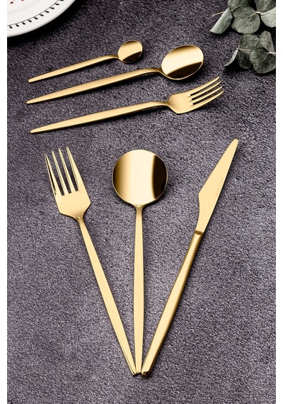 Weyne Mango Kitchen Victoria Gold Çelik Paslanmaz 6 Kişilik 36 Parça Çatal Kaşık Bıçak Takımı 18/10 304 Inox