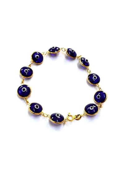 Brezza Lusso Jewelry El İşi Cam Göz Boncuğu Altın Kaplama Kadın Gümüş Bileklik