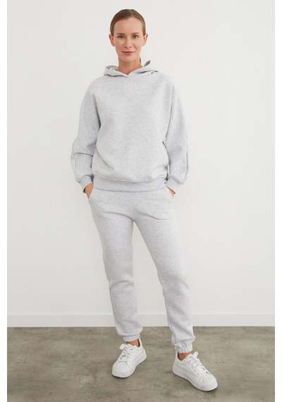 Fullamoda 3 İplik Basic Kapüşonlu Jogger Eşofman Takımı Grimelanj